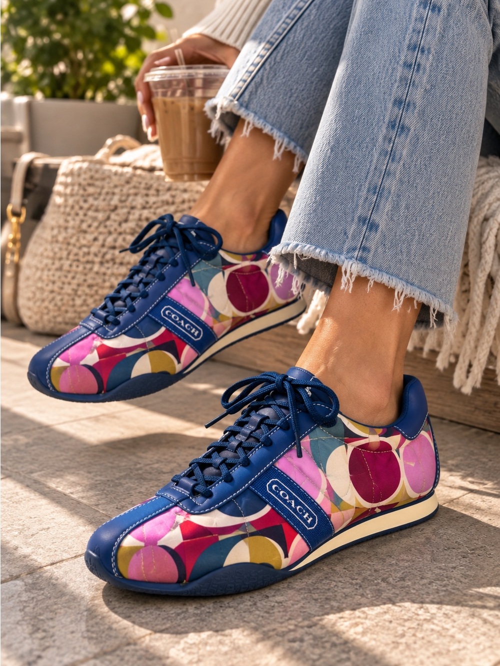 Coach "Kirby" Multi-Color Pop C Print Sneaker (Size 10M)